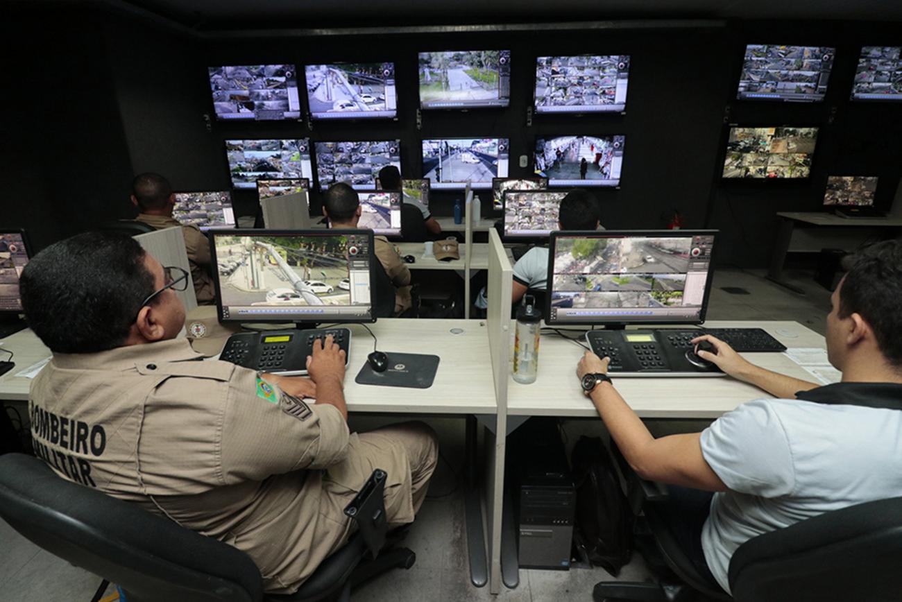 O sistema de videomonitoramento do Ciop acompanha os principais pontos das procissões do Círio 2024. Foto: Ricardo Amanajás / Agência Pará