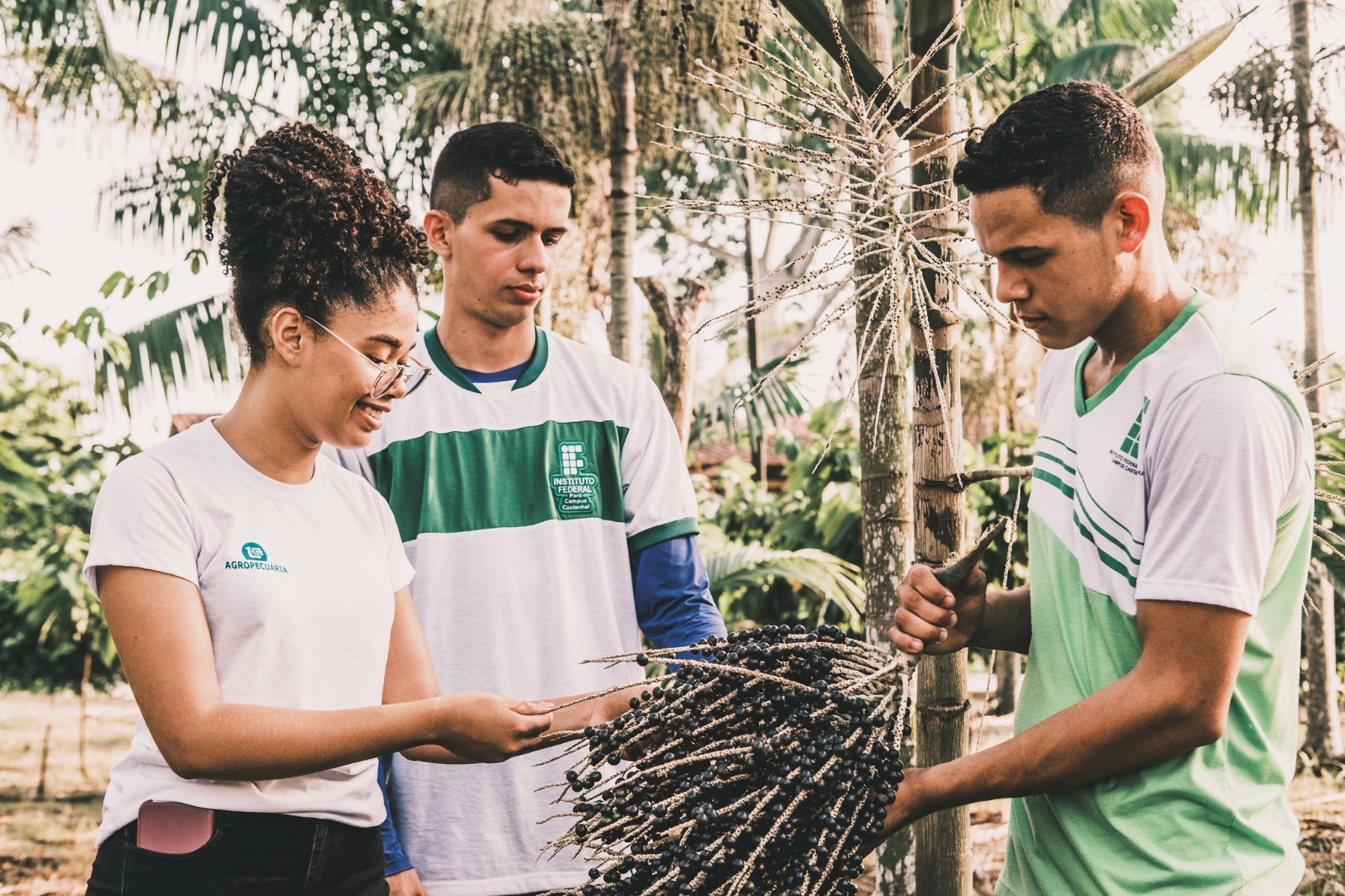 Alunos do IFPA no meio ambiente executando tarefas